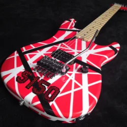 White Stripe Red Electric Guitar Tremolo, Locking Nut, Maple Neck & Fingerboard