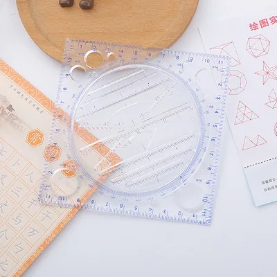 Color random rotation drawing ruler triangle plate protractor geometric function set ruler parallel ellipse ruler