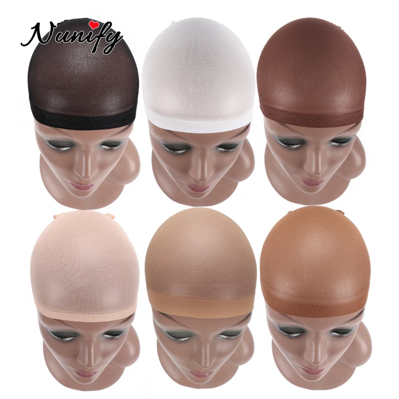 Nunify Wig Cap Invisible Stocking Wig Caps Black Beige Skin Color Hair Net Breathable Wave Cap Wig Accessories 2Pcs/Lot