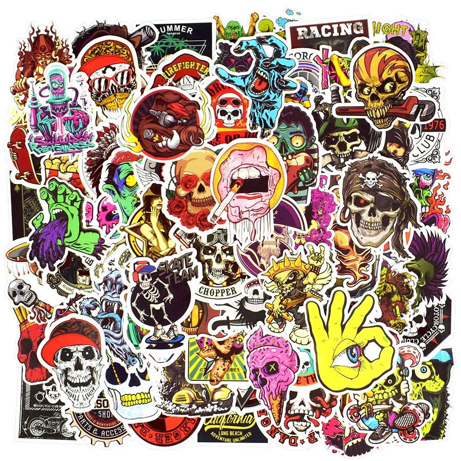 150 PCS Skeleton Terror Sticker Sexy Rock Skull Graffiti Stickers Scrapbooking Laptop Motorcycle Bike Luggage Helmet Skateboard