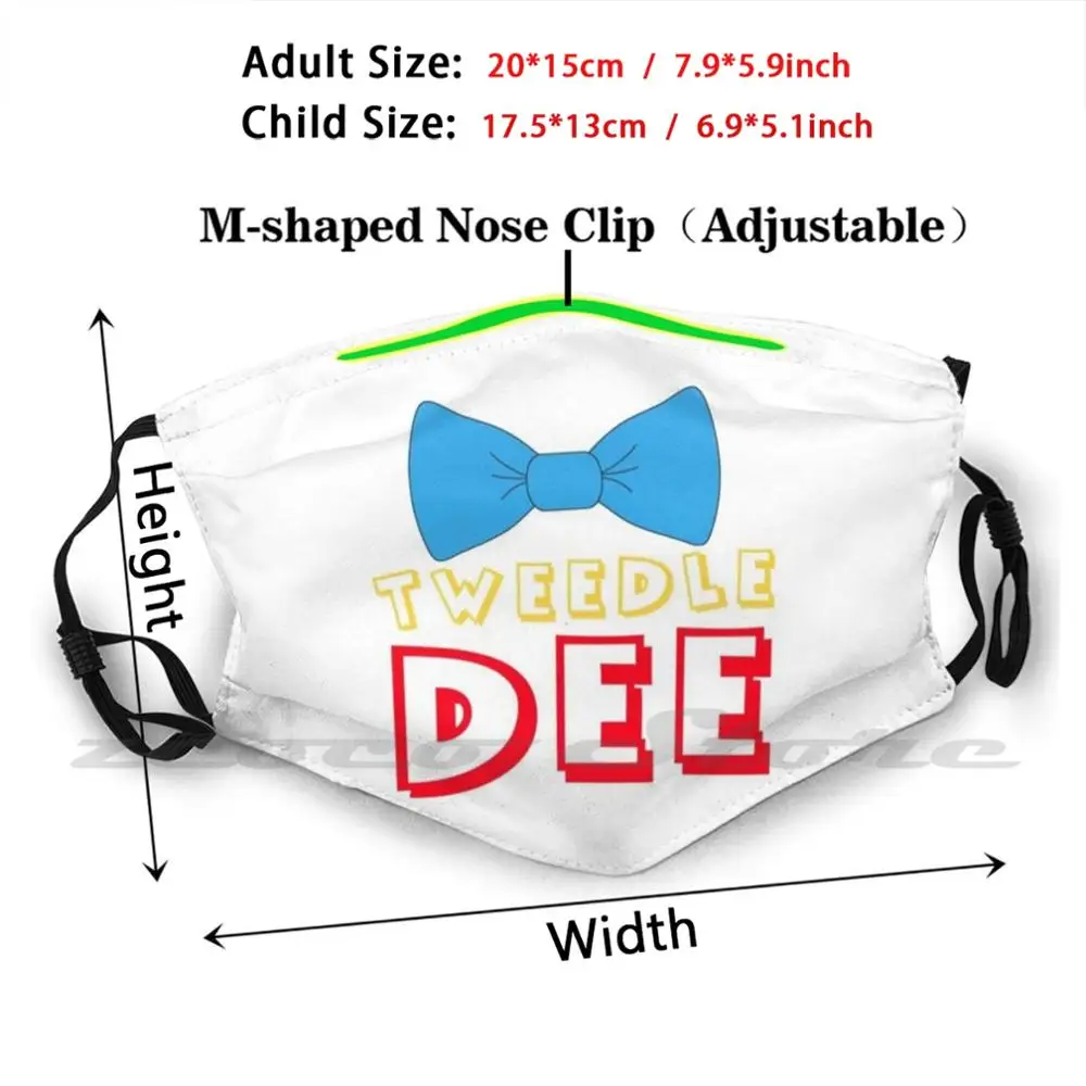 Tweedle Dee Mask Cloth Washable DIY Filter Pm2.5 Adult Kids Tweedle Dee Alice In Walt World Twiddle Dee