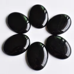 Wholesale 6pcs/lot good quality natural black onyx Oval CAB CABOCHON 30x40mm charms beads for Diy jewelry making free shipping