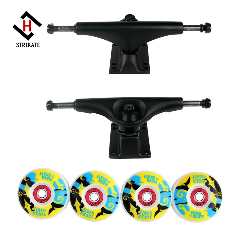 Caminhão do skate do estilo de 5 polegadas v com jogo completo das rodas abec 11 do caminhão do skate do rolamento