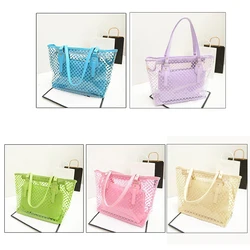 Women Transparent Handbag Candy Color Round Dot Decor Compound Beach Shoulder Bag Luxury Crossbody Fashion PVC Messenger 2023