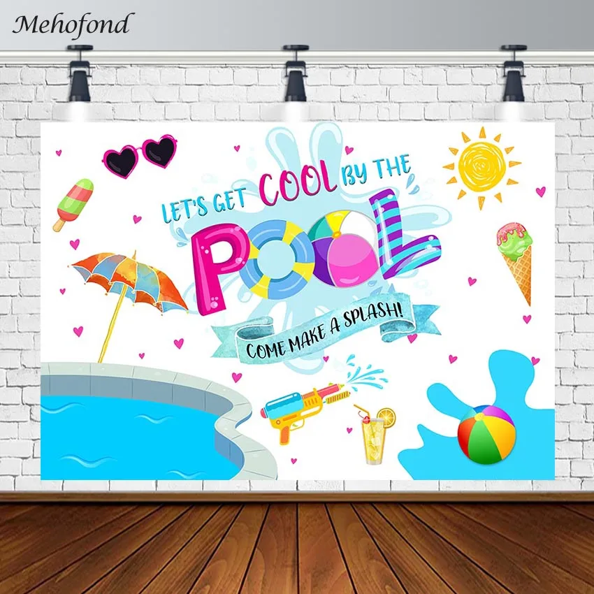 

Mehofond Summer Sun Party Photography Backgrounds Pool Water Gun Splash Baby Backdrop For Photo Studio Photocall Photozone Decor