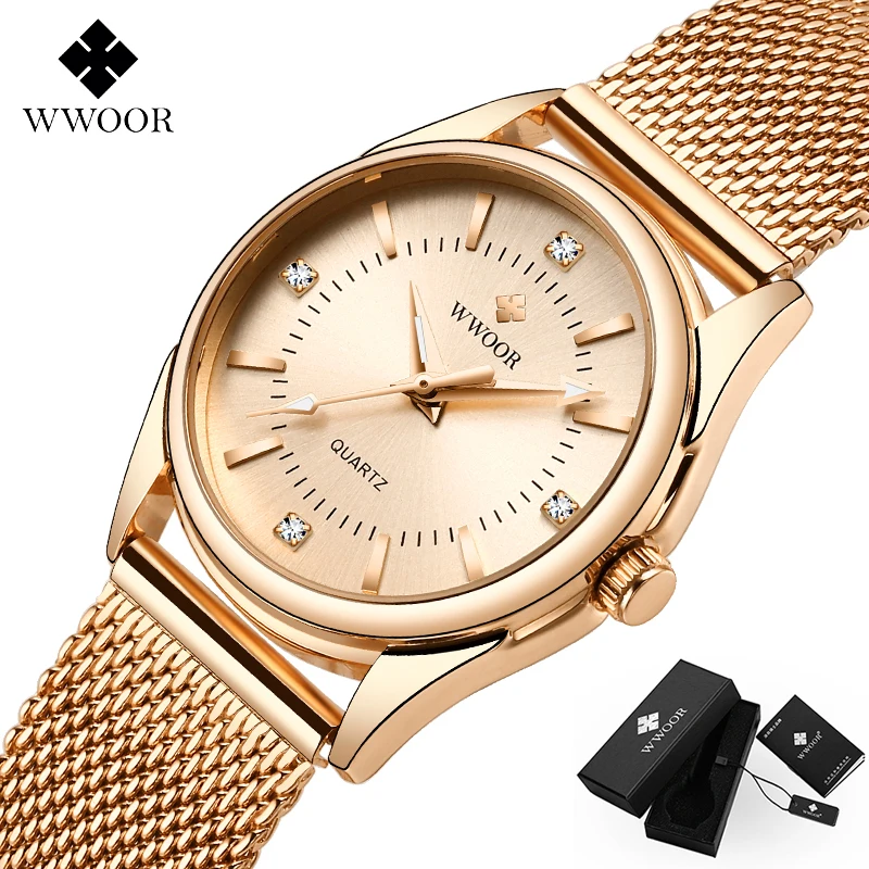 WWOOR Luxury Brand Dress Gold Watch Ladies Elegant Diamond  display picture 2