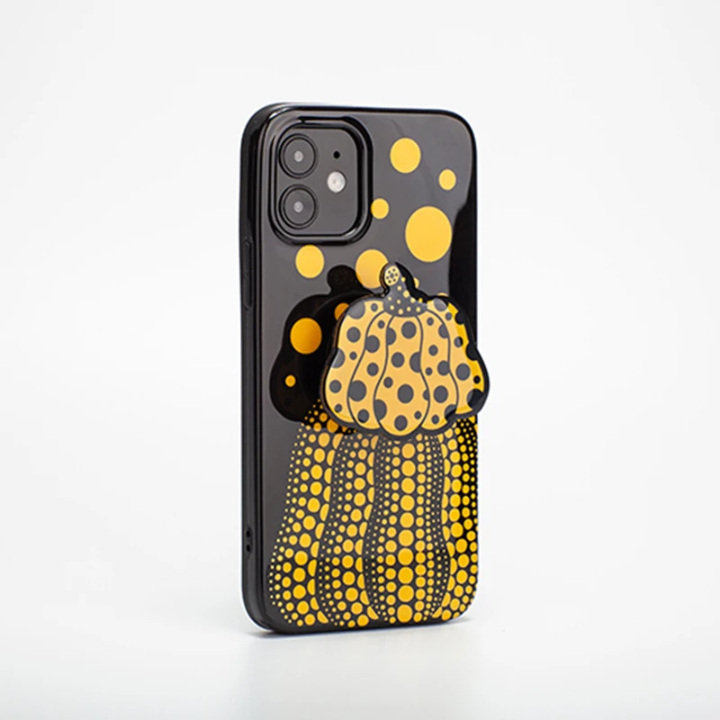 Yayoi Kusama Luxury Phone Case iphone16/ 15/13 14pro max Cover Pumpkin Bracket Protection Shells