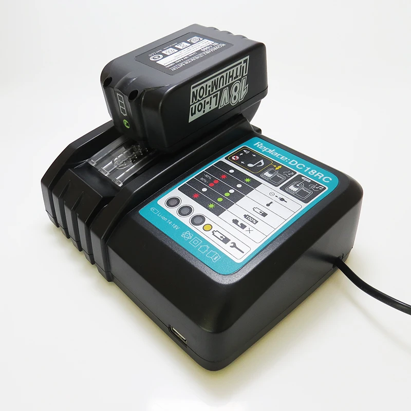 NEW DC18RCT Li-ion Battery Charger 3A Charging Current for Makita 14.4V 18V BL1830 Bl1430 DC18RC DC18RA Power Tool USB dustproof