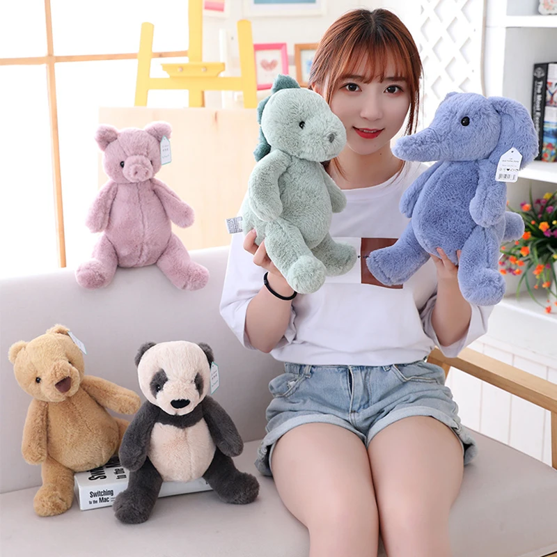Nordic Style Cute Rabbit Fur Animal Plush Toy Cartoon Dinosaur Elephant Pig Bear Panda Doll Appease Baby Toys Children's Gifts