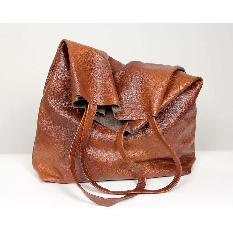 Brown Large Shopper Bag for Women Soft Leather Handbag Big Casual Vintage Female Shoulder Bag Mommy Tote Shopping Weekend 2021