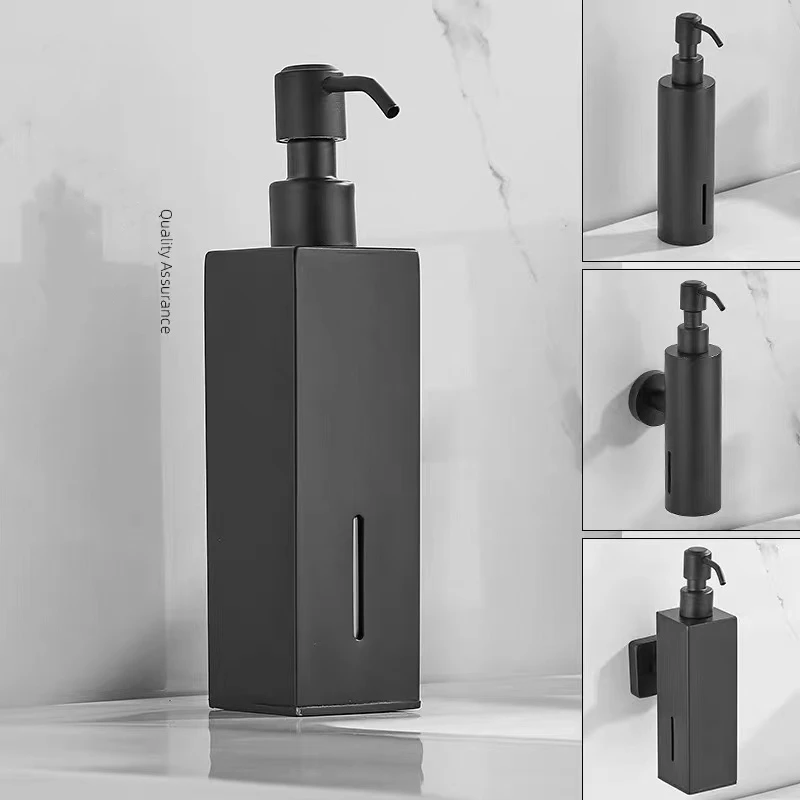 Black Liquid Soap Dispensers Hand Press Metal Pump Dispenser Wall Bathroom Accessories Kitchen Stainless Steel Lotion Bottle