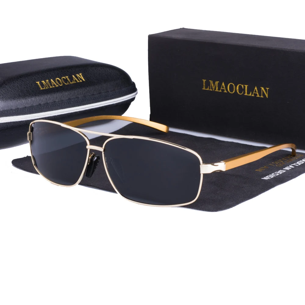 Aluminium Magnesium Polarized Gold Sunglasses Men UV400 Classic Male Square Glasses Driving Eyewear Gafas Oculos