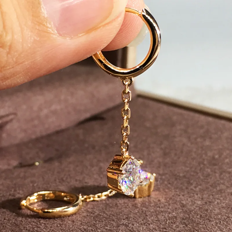 Huitan Fashion Chain Dangle Earrings with 6 Claw Cubic Zirconia for Women Newly Designed Wedding Engagement Jewelry Wholesale view 4