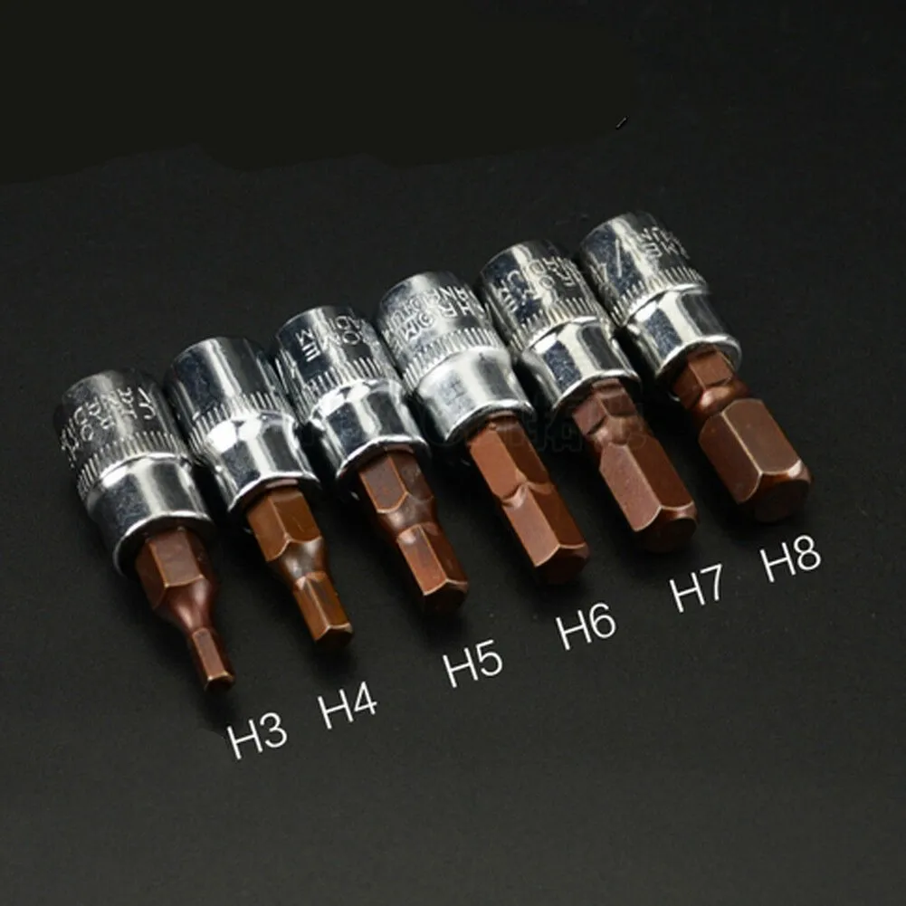 1Pc 1/4 Inch Drive Hex Bit Sockets Set Allen Key Ratchet Drive Adapter Socket Wrench Car Hand Tools H3 H4 H5 H6 H7 H8 Hand Tool