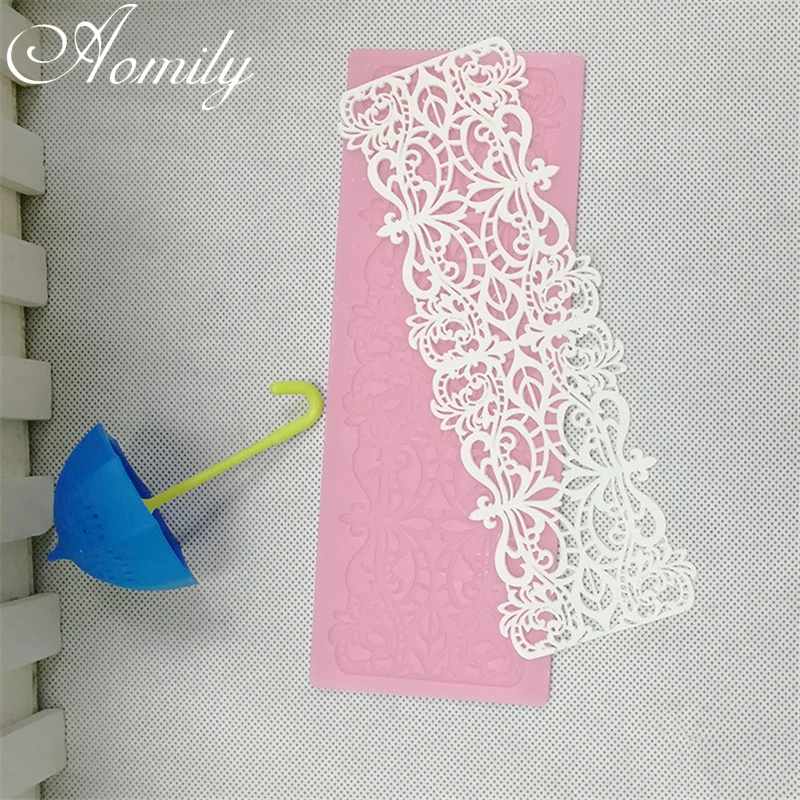 Aomily Wedding Cake Silicone Beautiful Flower Lace Fondant Mold Mousse Sugar Craft Icing Mat Pad Baking Cake Decorating Tools