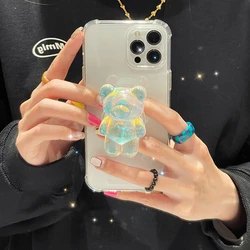3D Laser Bear Ring Holder Stand Case For Samsung Galaxy S22 S21 S20 FE Ultra S10 S10E S8 S9 Note 20 8 9 10 Plus Protective Cover