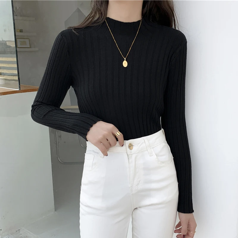 2024 Sweater Women\'s Fashion Autumn Slim-fit Turtleneck Sweater Soft Solid Slim Pullovers Female All-match Knitted Sweaters