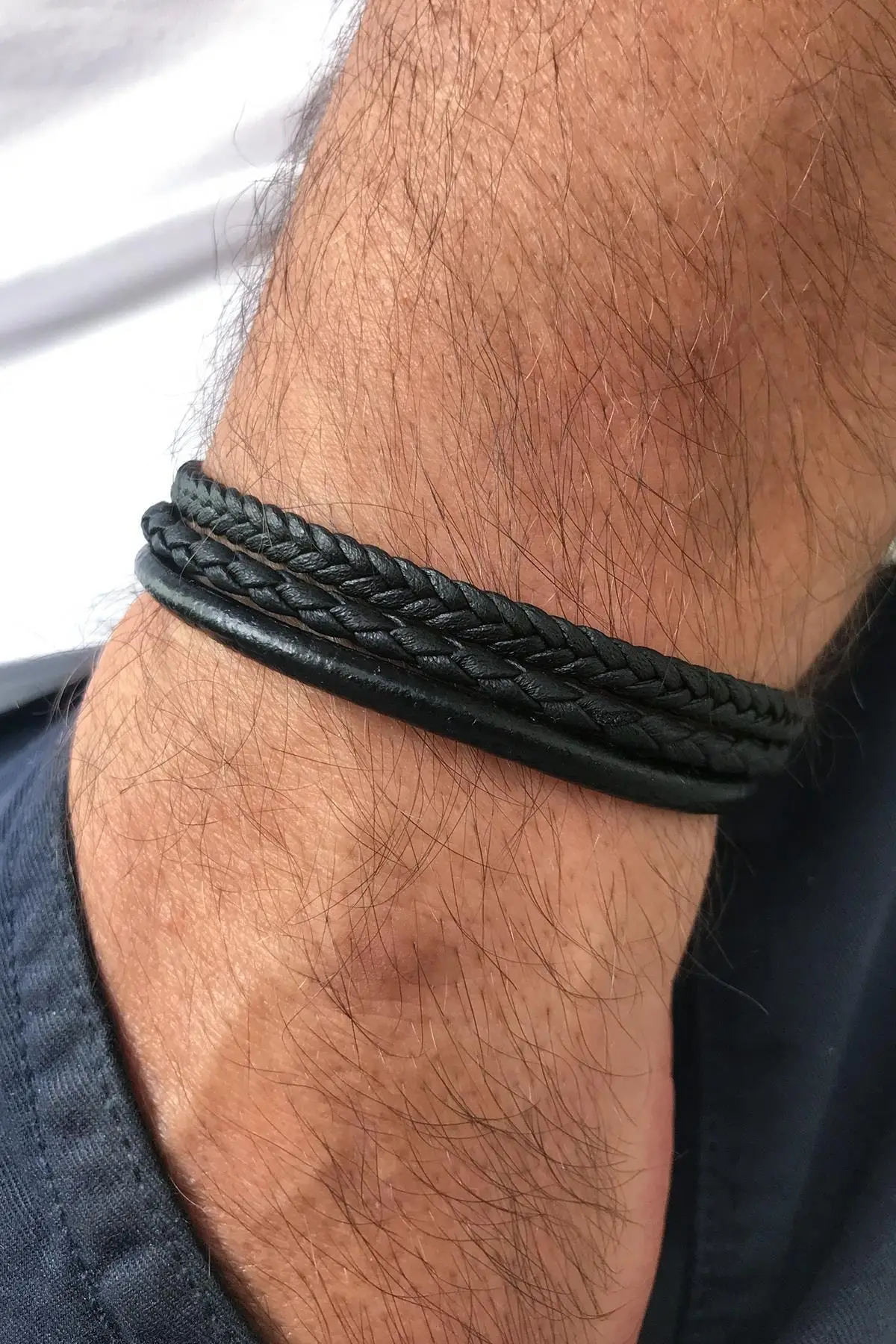 Men's Black Genuine Leather Bracelet 2021 Spring Summer Fashion