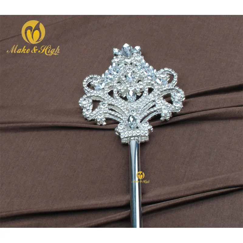 

Handmade Queen King Scepter Wand Crystal Floral Long Sceptre Prop Wand Beauty Pageant Party Scepter Costumes 92.5cm Detachable