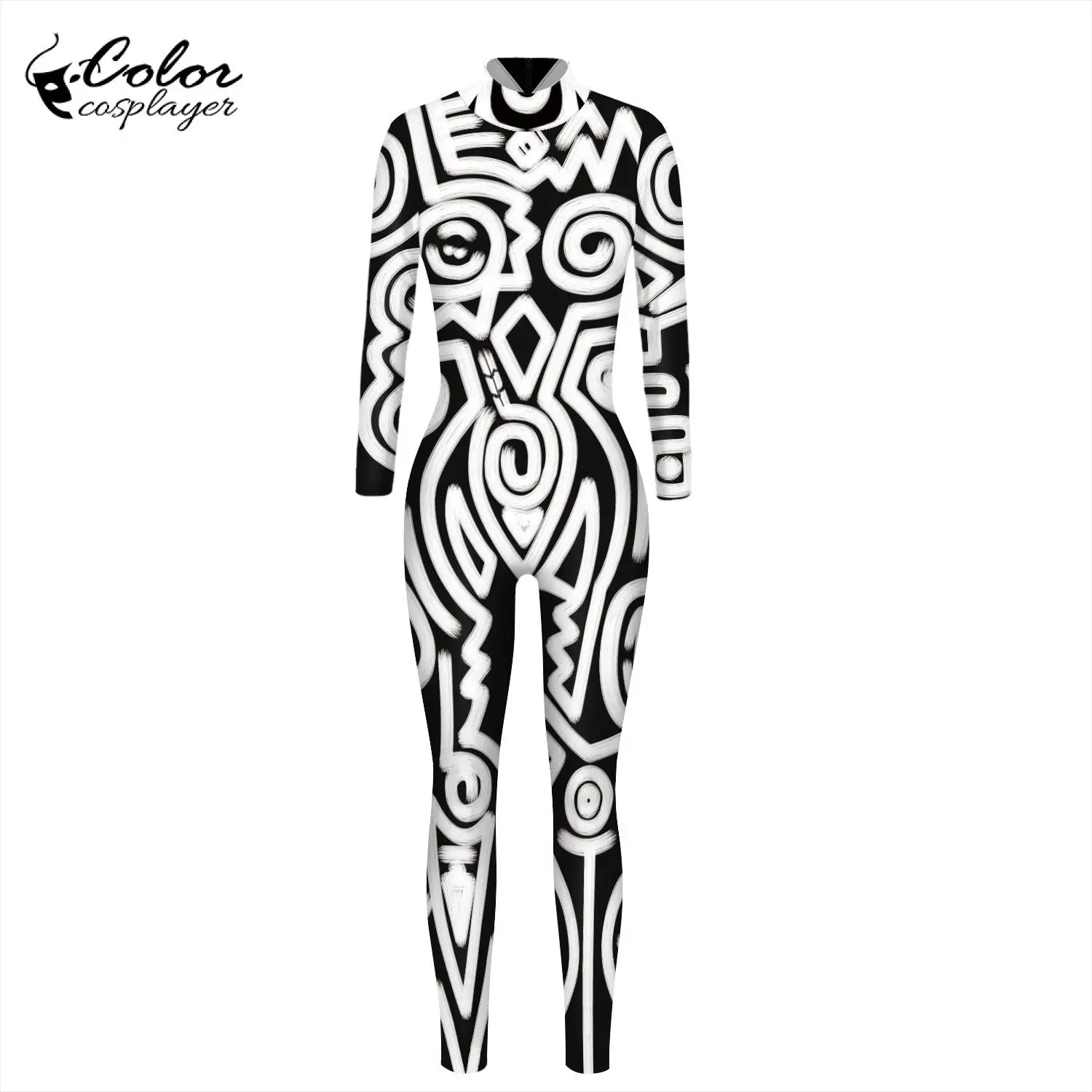 Màu Sắc Cosplayer Zentai Halloween Trang Phục Hóa Trang Jumpsuit Nữ Carnival Đảng Sọc 3D In Hình Bodysuits Thun Body Phù Hợp Với