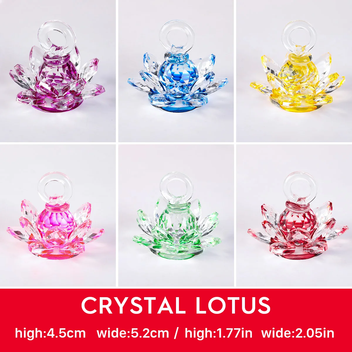 60mm Quartz Crystal Lotus Flower Crafts Glass Paperweight Fengshui Ornaments Figurines Home Decor Gifts Souvenir