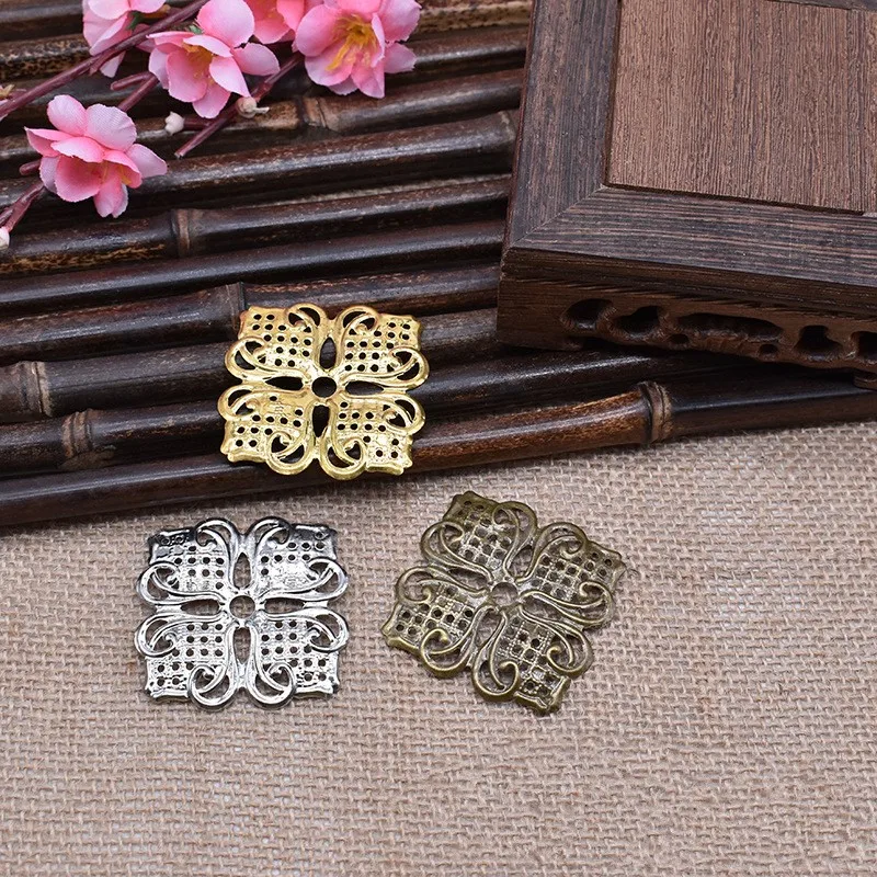 

10Pcs 3Colors Square Filigree Wraps Connectors Metal Crafts Gift Hair Jewelry Accessories Ancient Decorative Findings
