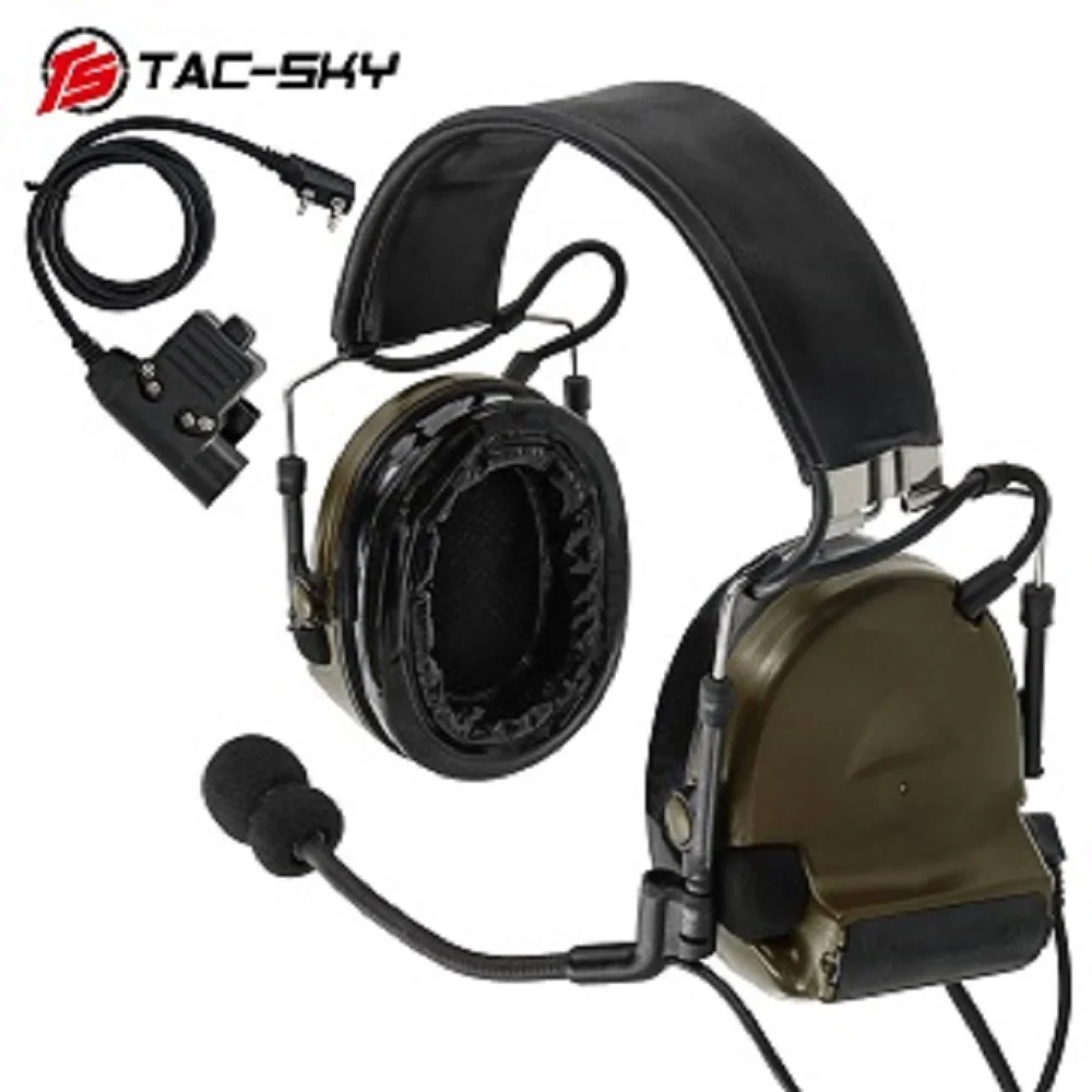 TAC-SKY COMTAC II Tactical Headset Sound Amplification with Microphone Noise Reduction Pickup Shooting Headset for Airsoft Sport