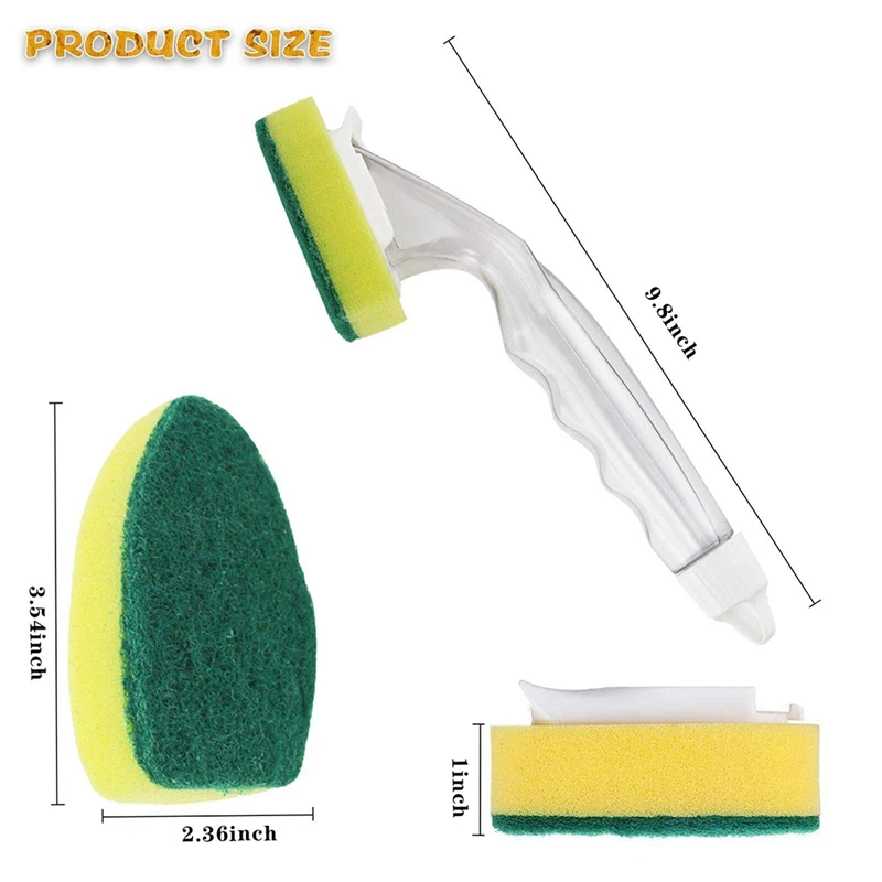 Heavy-Duty Dish-Washing Stick Sponge, Dish-Washing Sponge with Handle, Non-Scratching and Reusable Dish Sink(9 PCS)