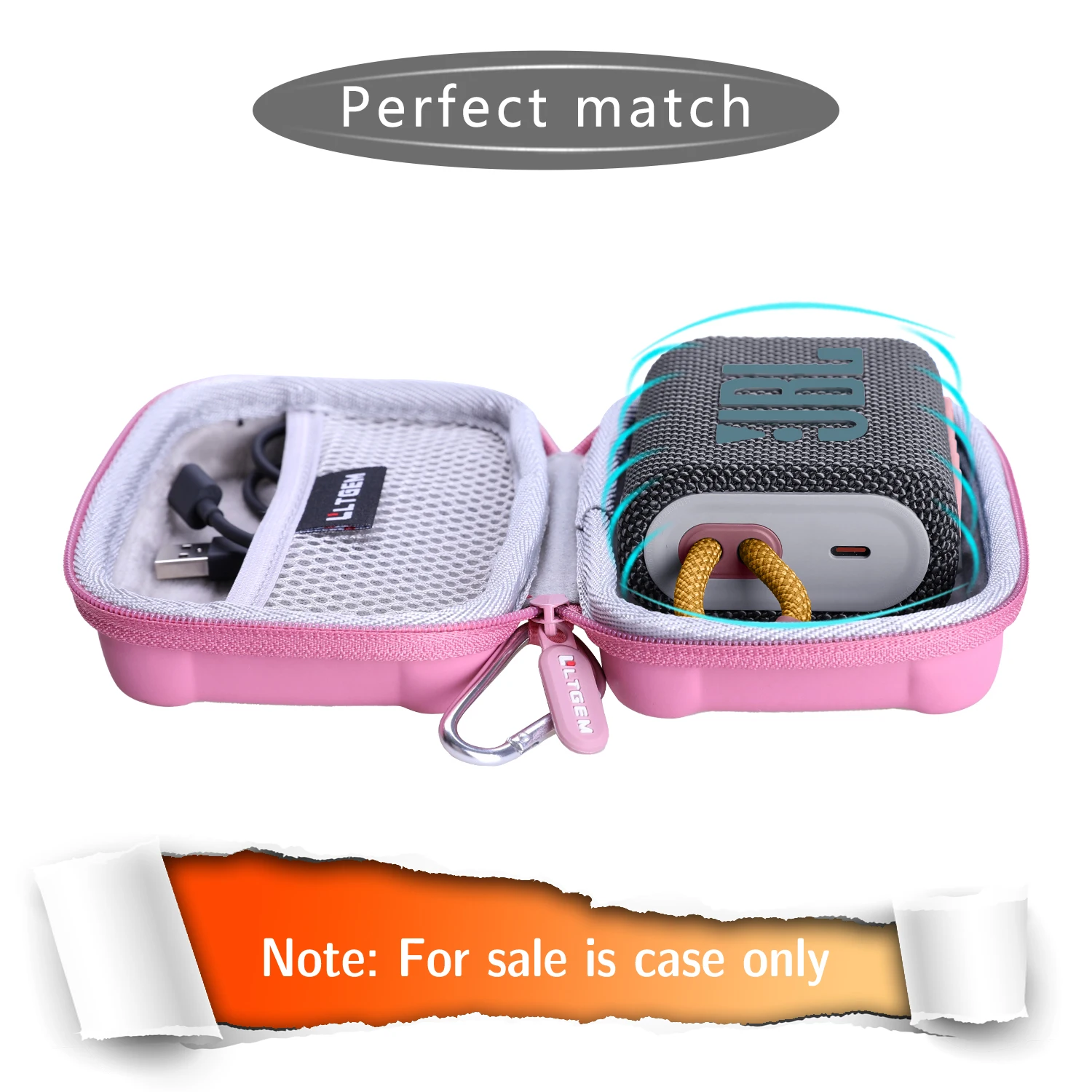 LTGEM Pink EVA Hard Case for JBL Go 3 Portable Speaker With Bluetooth Built-in Battery,Waterproof and Dustproof Feature