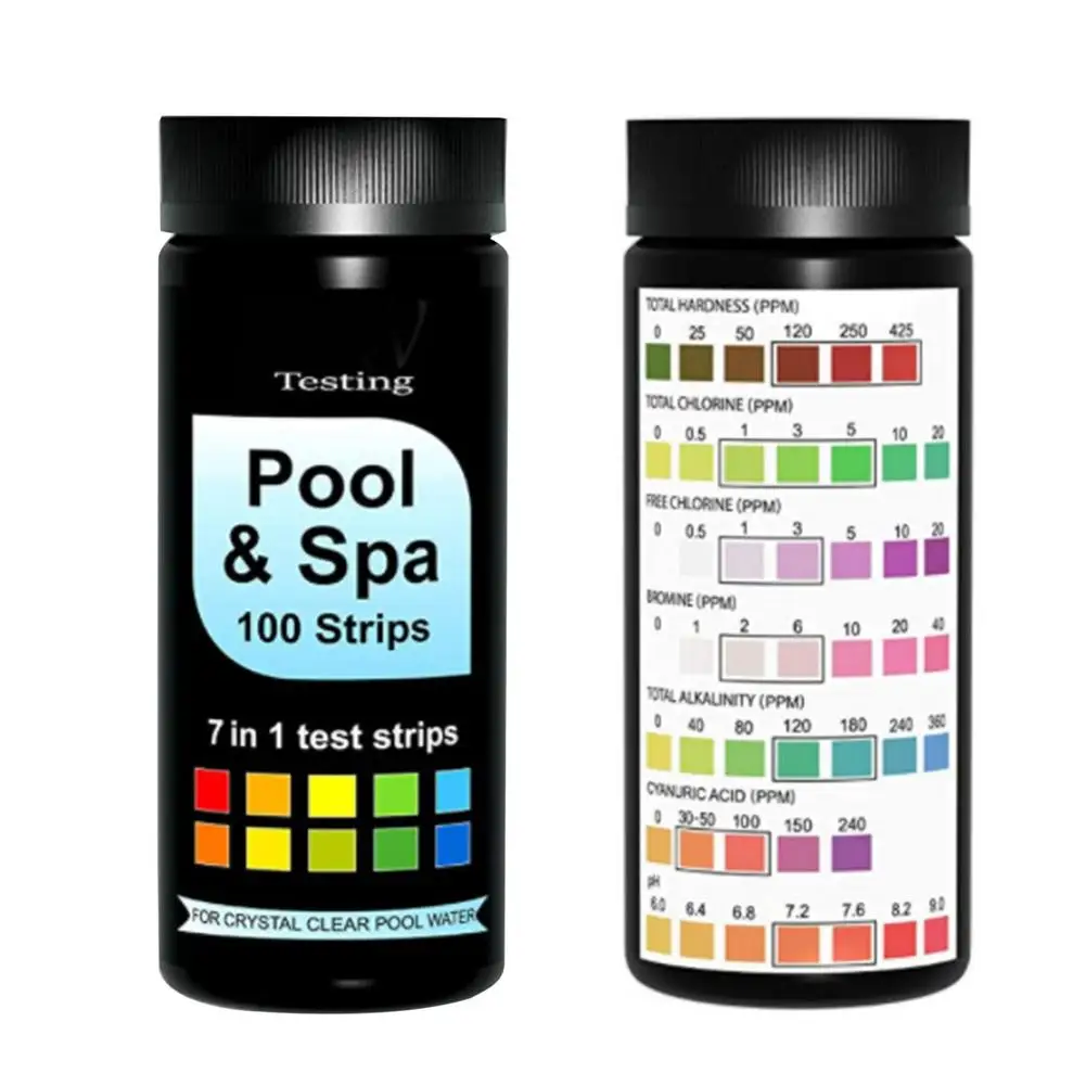 

7 In 1 Pool Water Test Strips Water Quality Testing Kit Swimming Pool And Spa Test Strips For Detecting PH Chlorine Bromine To