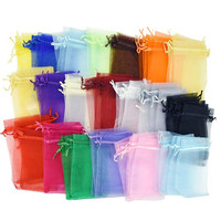50pcs/lot Organza Gift Bags 7x9cm 9x12cm Satin Drawstring Organza Pouch Wedding Party Favor Gift Bag Jewelry Watch Bags 5Z
