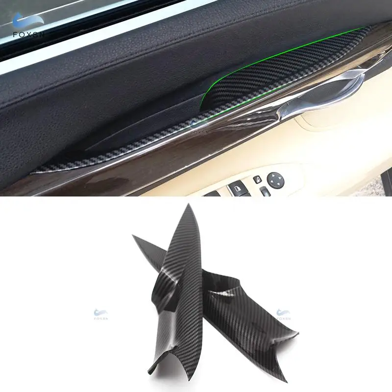 For BMW 7 Series F02 2009 2010 2011 2012 2013 2014 2015 730 745 750 760 Carbon Texture Interior Door Handle Pull Cover Trim