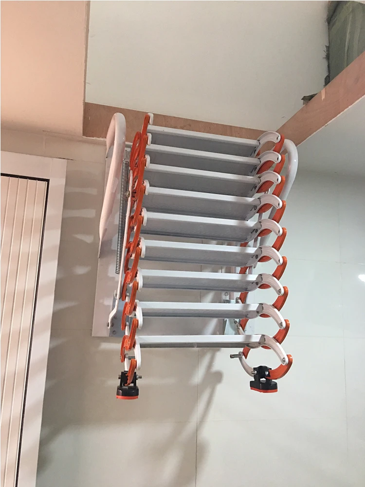 Indoor and outdoor wall hanging folding ladder home platform staircase villa small telescopic staircase