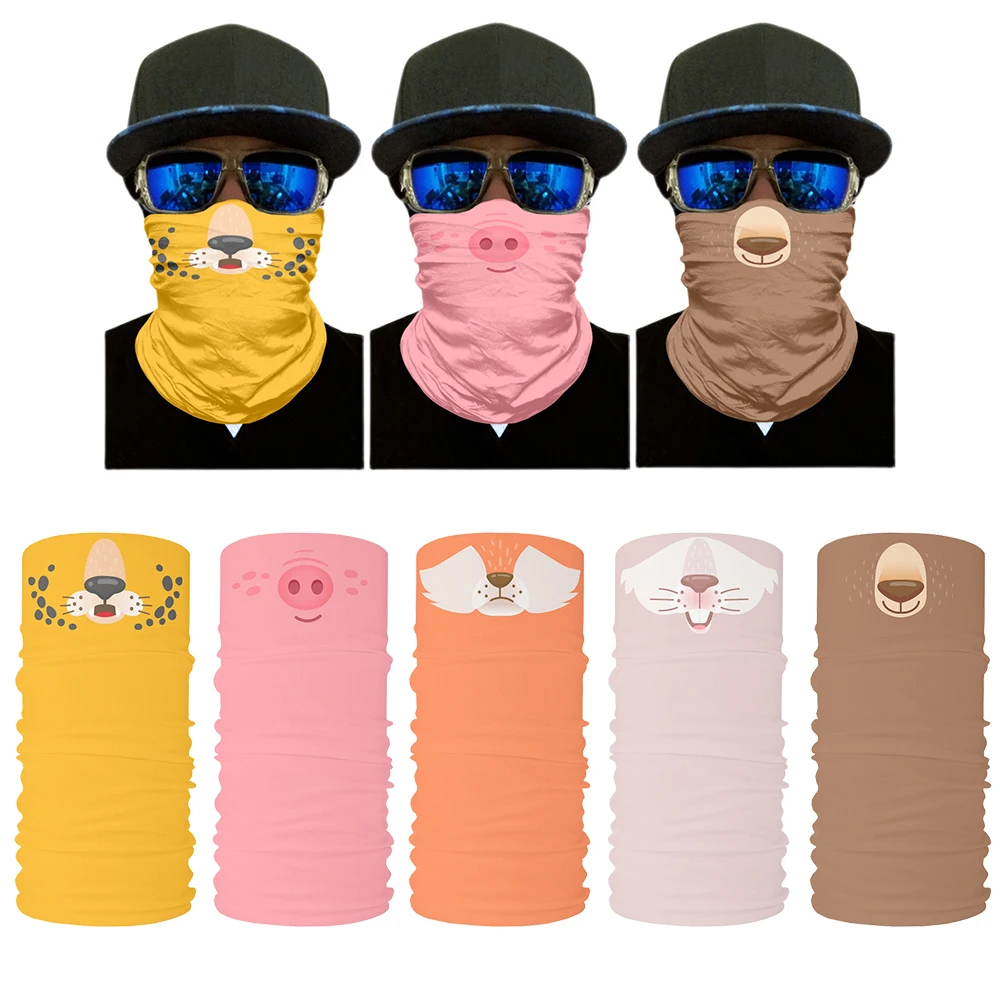 Cute Animal Riding Turban Soft Polyester Fiber Dustproof Headscarf For Men Women Outdoor Sports Cycling Hiking Bandana Buffe