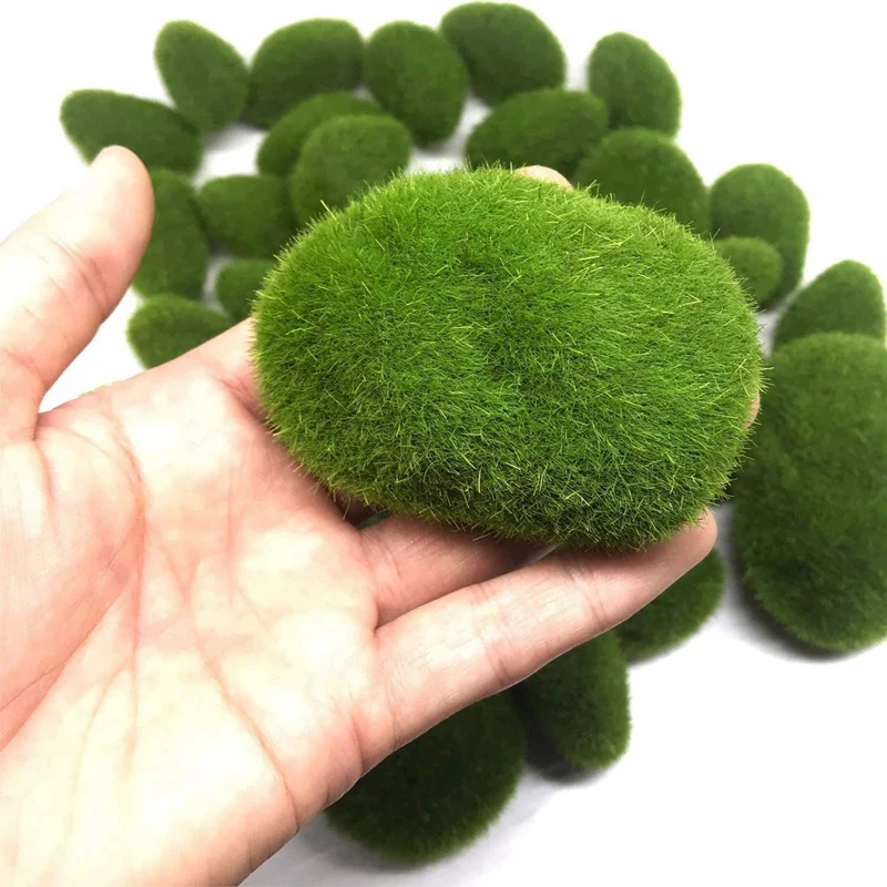 Artificial Moss Rocks Decorative, Green Moss Balls,for Floral Gardens and Crafting Photography Props Lawn Meadow moss pebbles