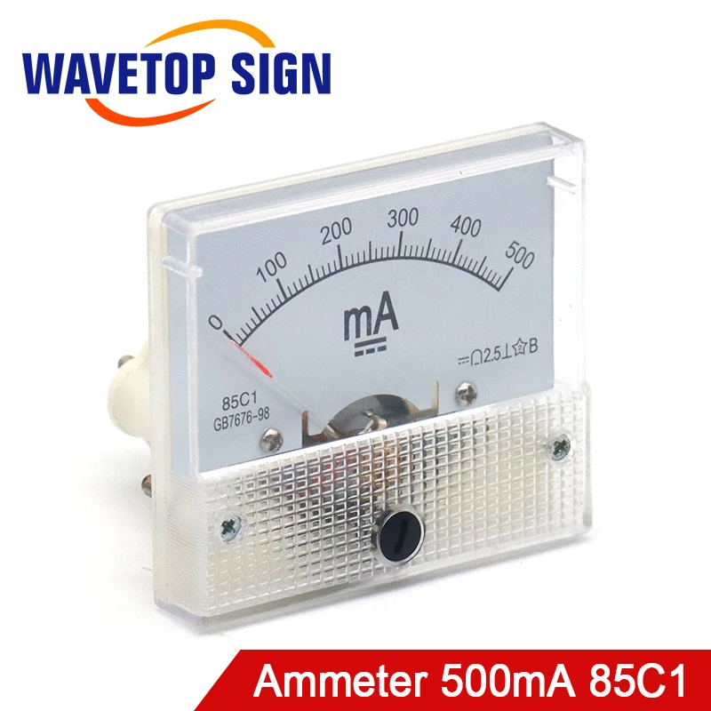 WaveTopSign Ammeter 500mA 85C1 DC 0-500mA Analog Amp Panel Meter Current for CO2 Laser Engraving Cutting Machine