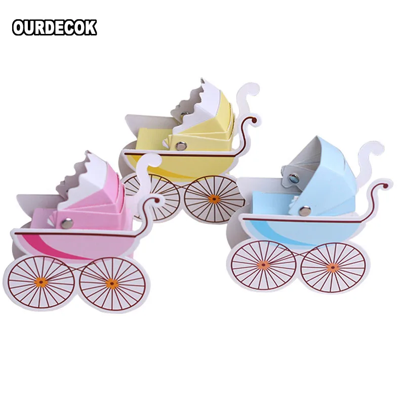 

50pcs/lot Laser Cut Wedding Candy Box Stroller Shape Party Wedding Baby Shower Favor Paper Gift Boxes Event & Party Supplies