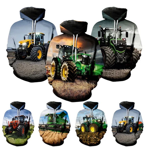 

Fashion Hooded Sweatshirt Casual Jacket Winter Hoodie Car Tractor 3D Printed Hoodies
