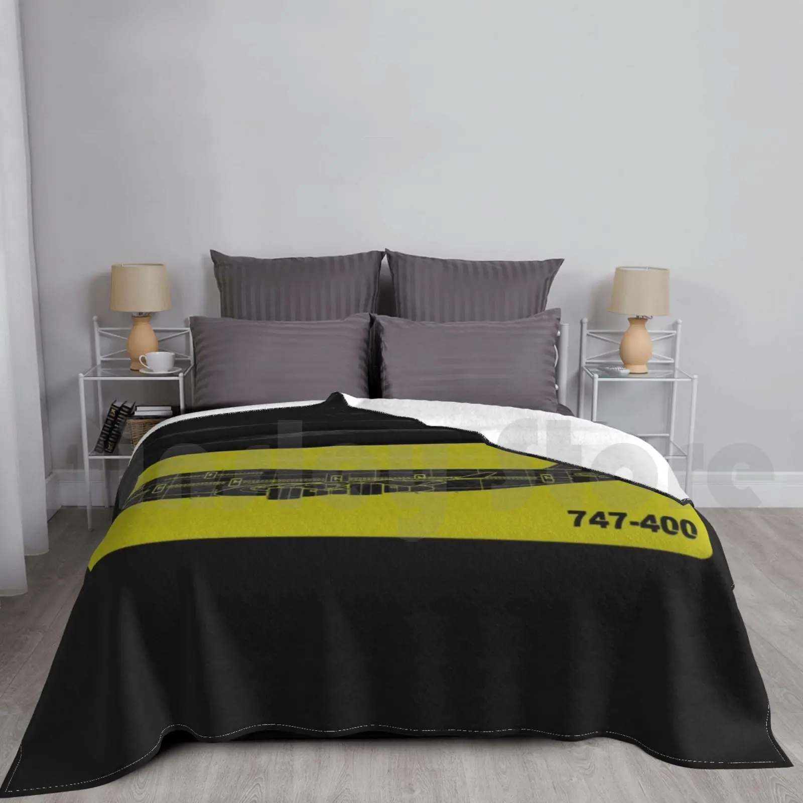 747 Stencil Blanket Fashion Custom 747 Boeing Jet Pilot Captain Aviation Aerospace Engineering Airbus Lockheed