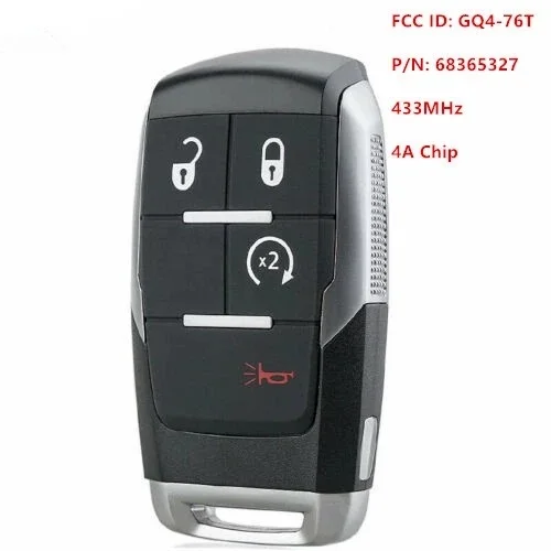 KEYECU-GQ4-76T de 3/4/5 botones para Dodge RAM Pickup HD 2500, 3500, 4500, 5500, 2019, 2020, 2021 MHz, 4A, Chip remoto, 68375456AB