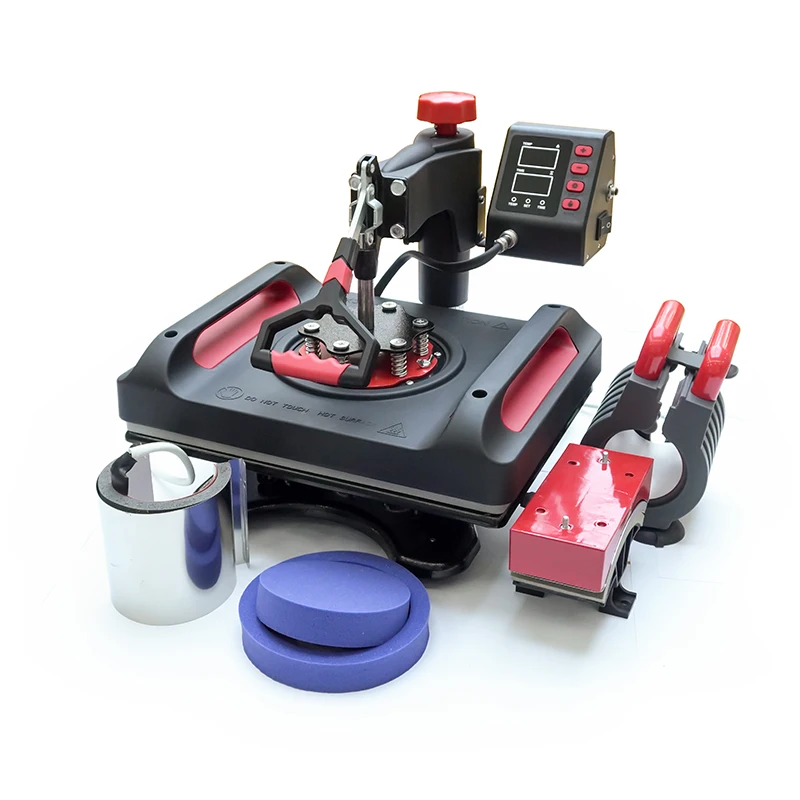 Freesub 29*38 New cheaper 5 in 1 combo heat press machine flatbed T shirt printing machine P8001-5