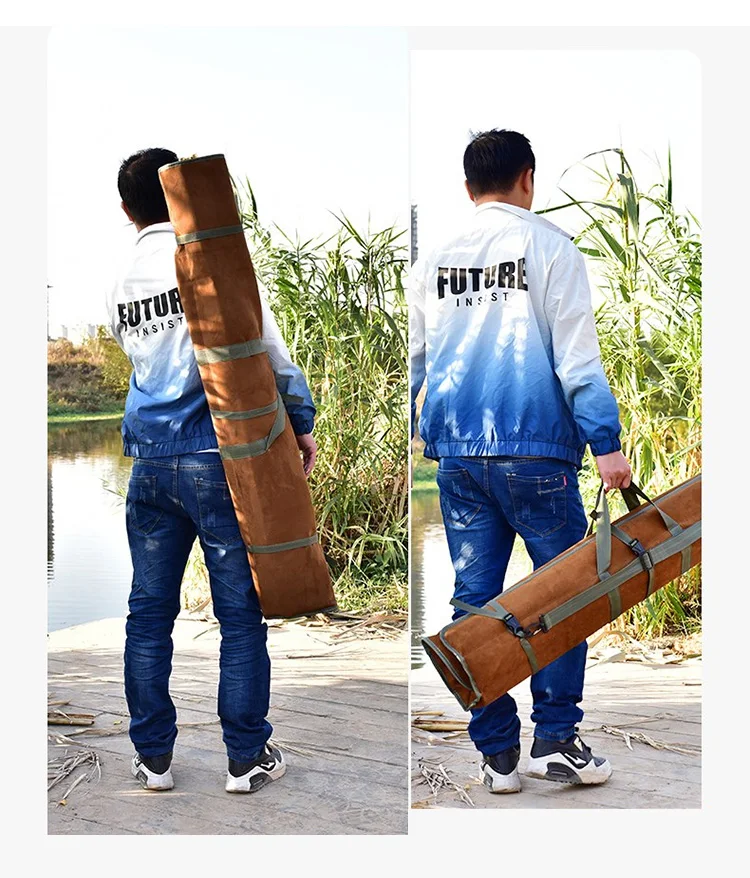 120 cm 130 cm 150 cm Leinwand Angeln Tasche Wasserdichte Angelrute Regenschirm Tackle Getriebe Lagerung Fall Tragbare Roll-Up schulter Taschen – Detail 5