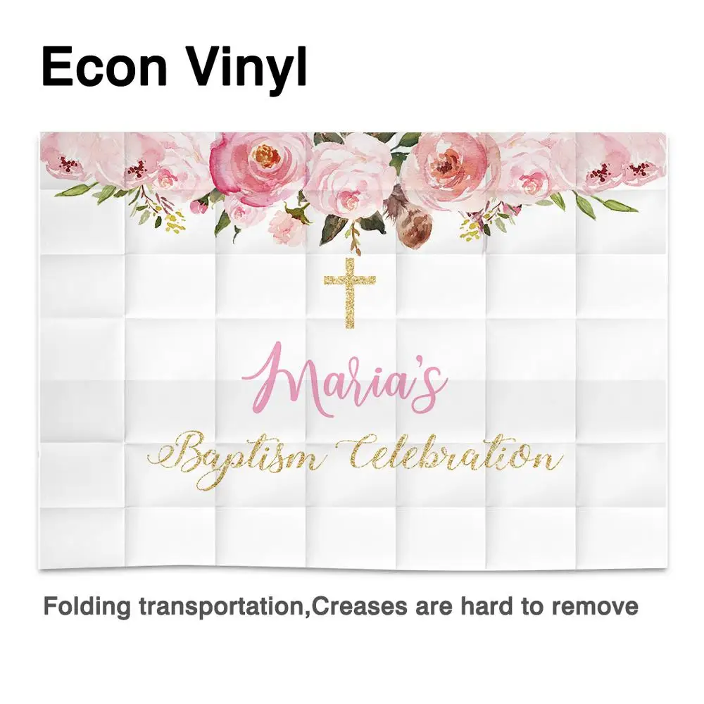 Funnytree Floral Background Baptism Baby Shower Cross Children Backdrop Photocall Photozone Photobooth Decoration Banner Frame