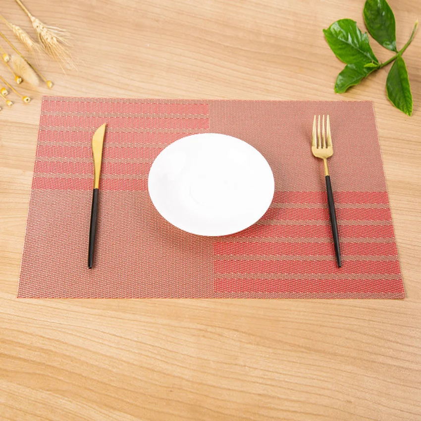4 Pcs/set Simple Stripe PVC Placemats Kitchen Dining Coffee Table Place Mats Coasters Kitchen Accessories Individuales De Mesa