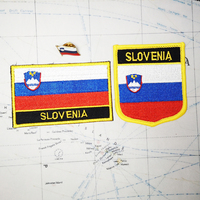 SLOVENIA National Flag Embroidery Patches Badge Shield And Square Shape Pin One Set On The Cloth Armband   Backpack  Decoration