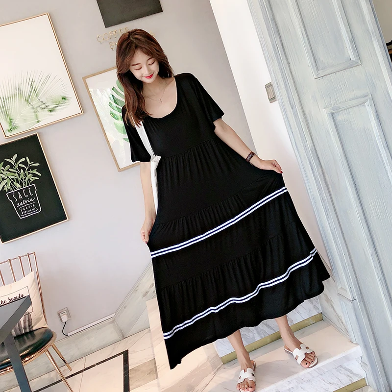 Oversize New Ladys Modal Basic Nightgown Nightie Long Maternity Dress Home Dress Sleepwear Pregnant Night Shirt Loose Nightwear