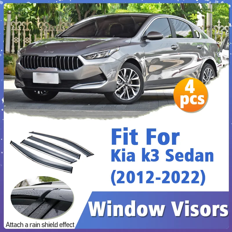 

Window Visor Guard for Kia k3 Sedan 2012-2022 Vent Cover Trim Awnings Shelters Protection Sun Rain Deflector Auto Accessories