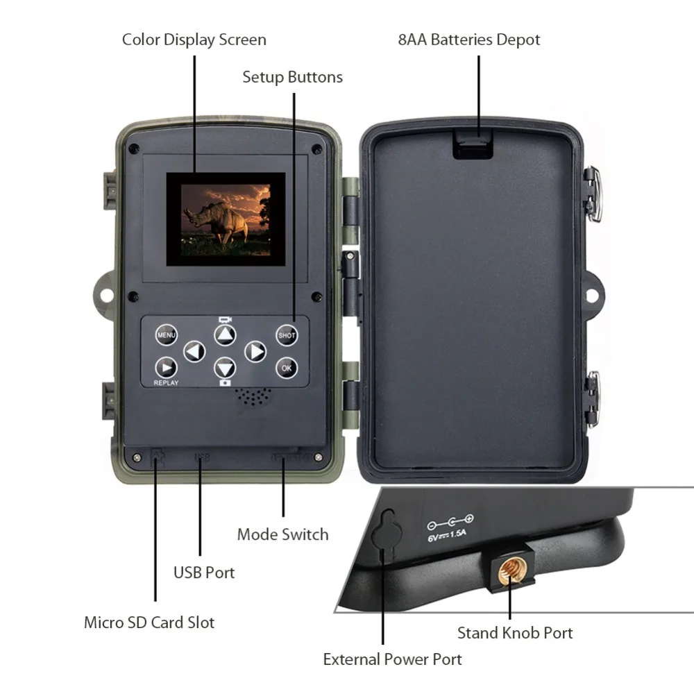 Suntekcam Caccia Trail Camera di Sorveglianza HC810A Telecamere per la Fauna Selvatica Visione Notturna a Infrarossi 20MP 1080P Telecamere Selvagge