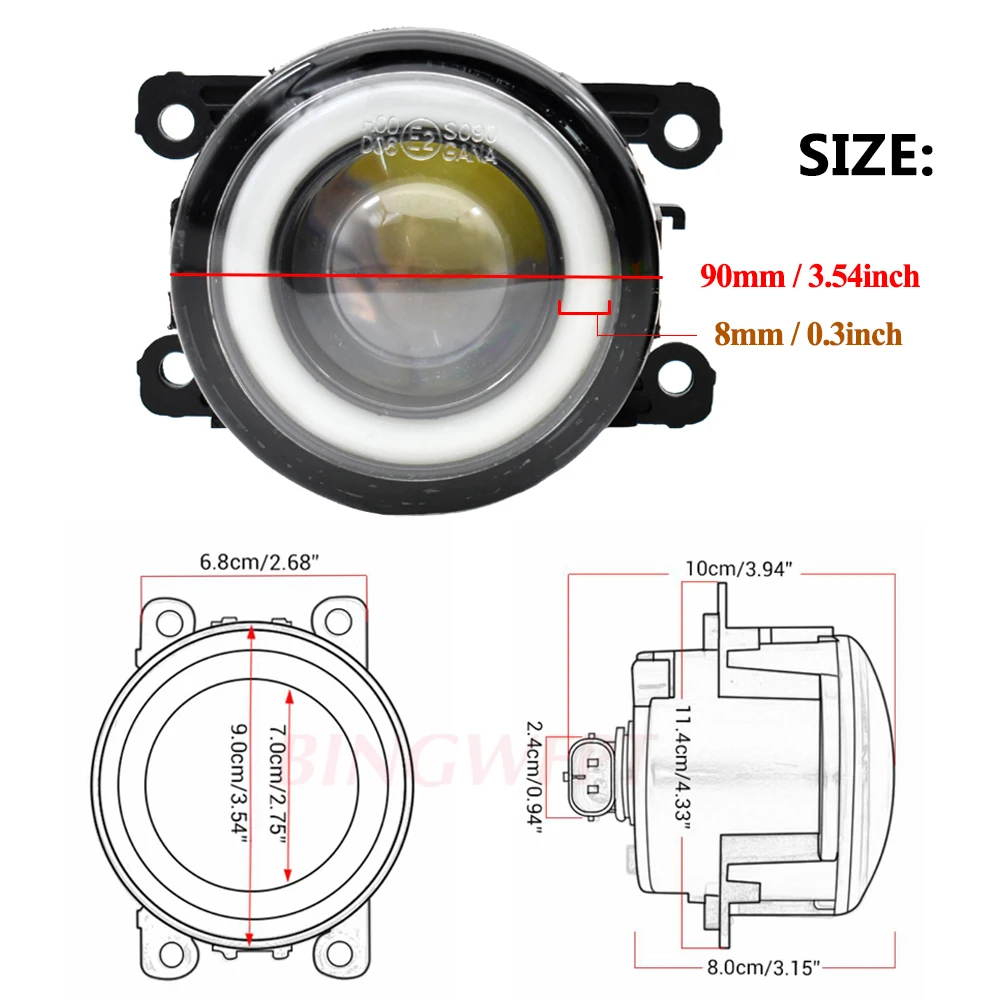 2pcs/pair (Left+Right) Angel Eye + LED Fog Lamps Fog Lights For Renault Megane 2/3 Duster Fluence Koleos Kangoo 2003-2015