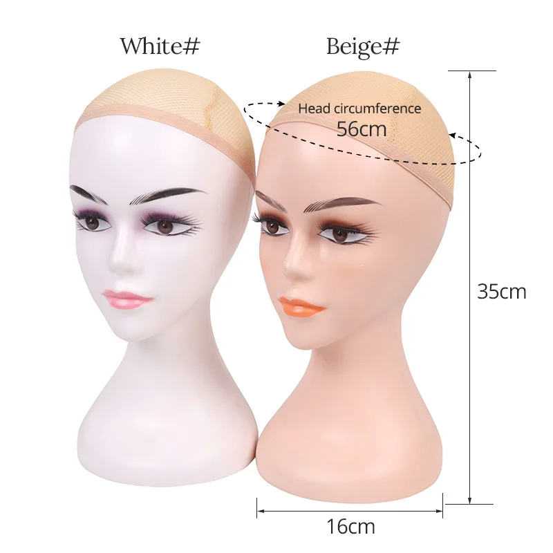 Nunify Realistic Mannequin Head For Hair Wig Glasses Display Beige White Two Color Short Medium Wig Head With Eyelashes